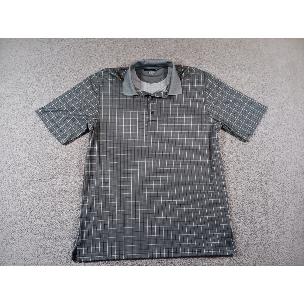Greg Norman Play Dry Golf Polo Shirt XL Tall Gray Windowpane‎ Performance Polo